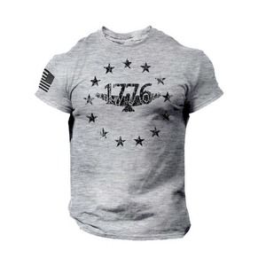 USA 1776 Distressed Men Patriotic T Shirt American Flag - Extra Large/Grey